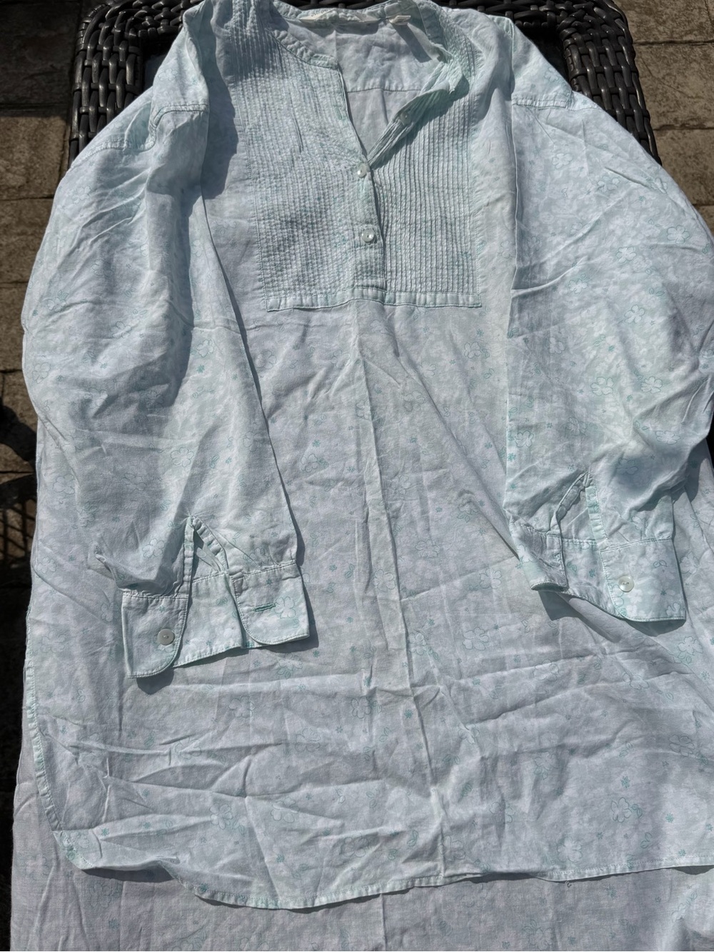 Vintage Victoria's Secret Light Blue Pintuck Sleep Tunic